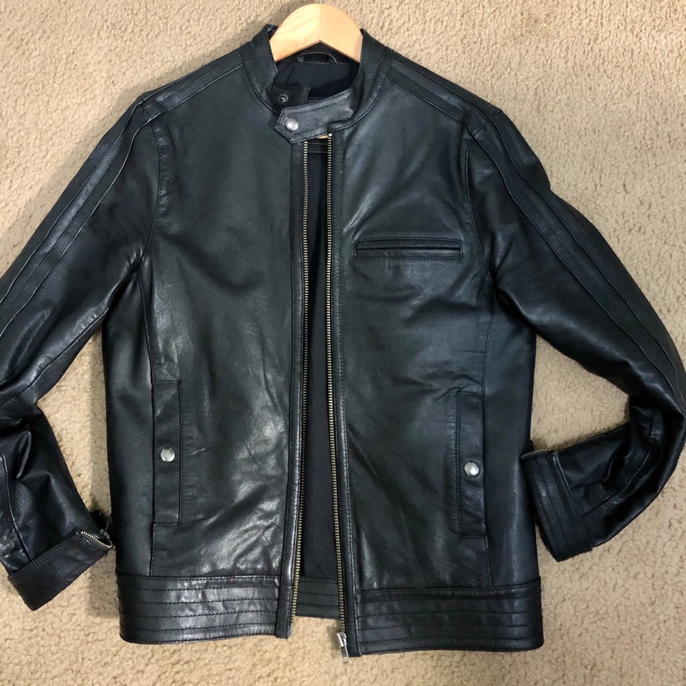 ASOS Black Leather motorcycle Jacket - XS